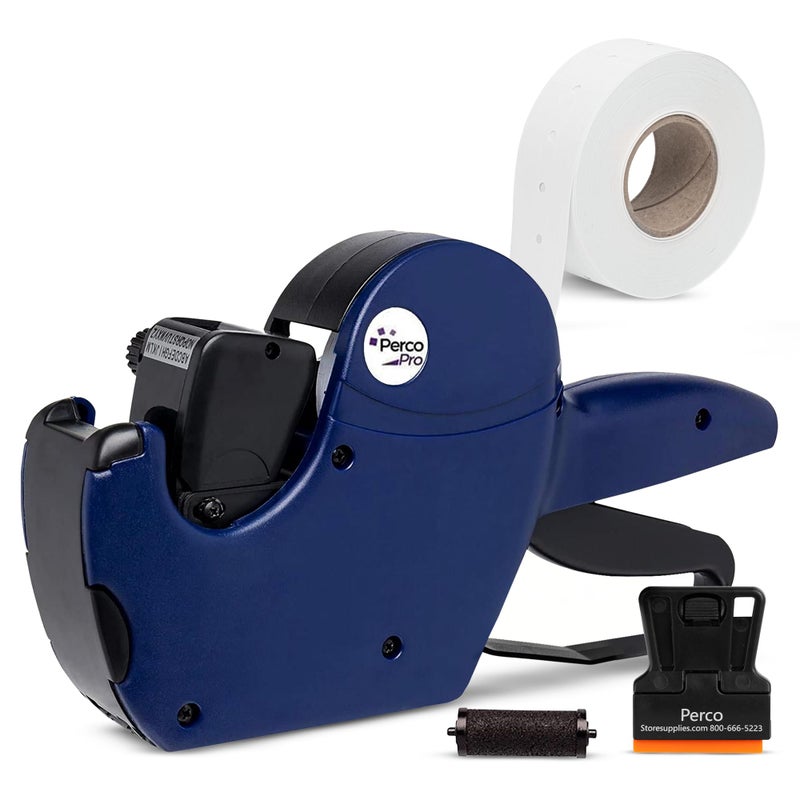 Perco Pro 1 Line Price Gun - Includes 1 Line Pricing Gun, Pre-Loaded Roll of 1,000 White Labels and Ink Roll - Image 1